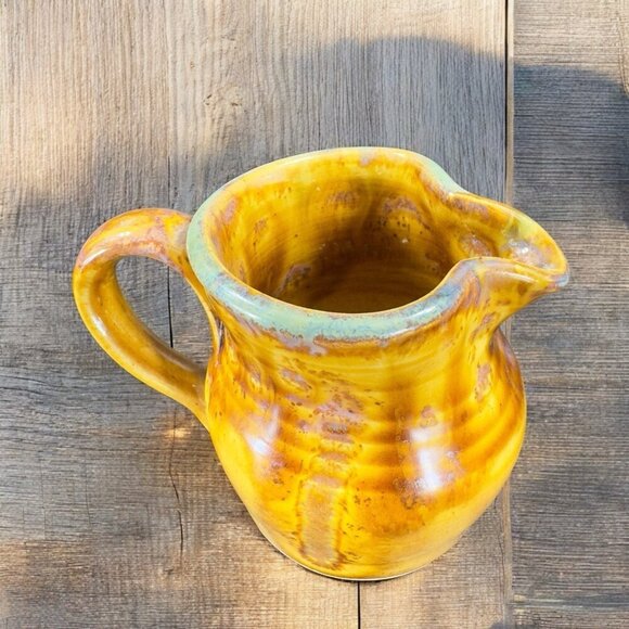 Vintage Hand Made Pottery Stoneware Small Pitcher Carafe Creamer Artist Signed - Picture 2 of 11